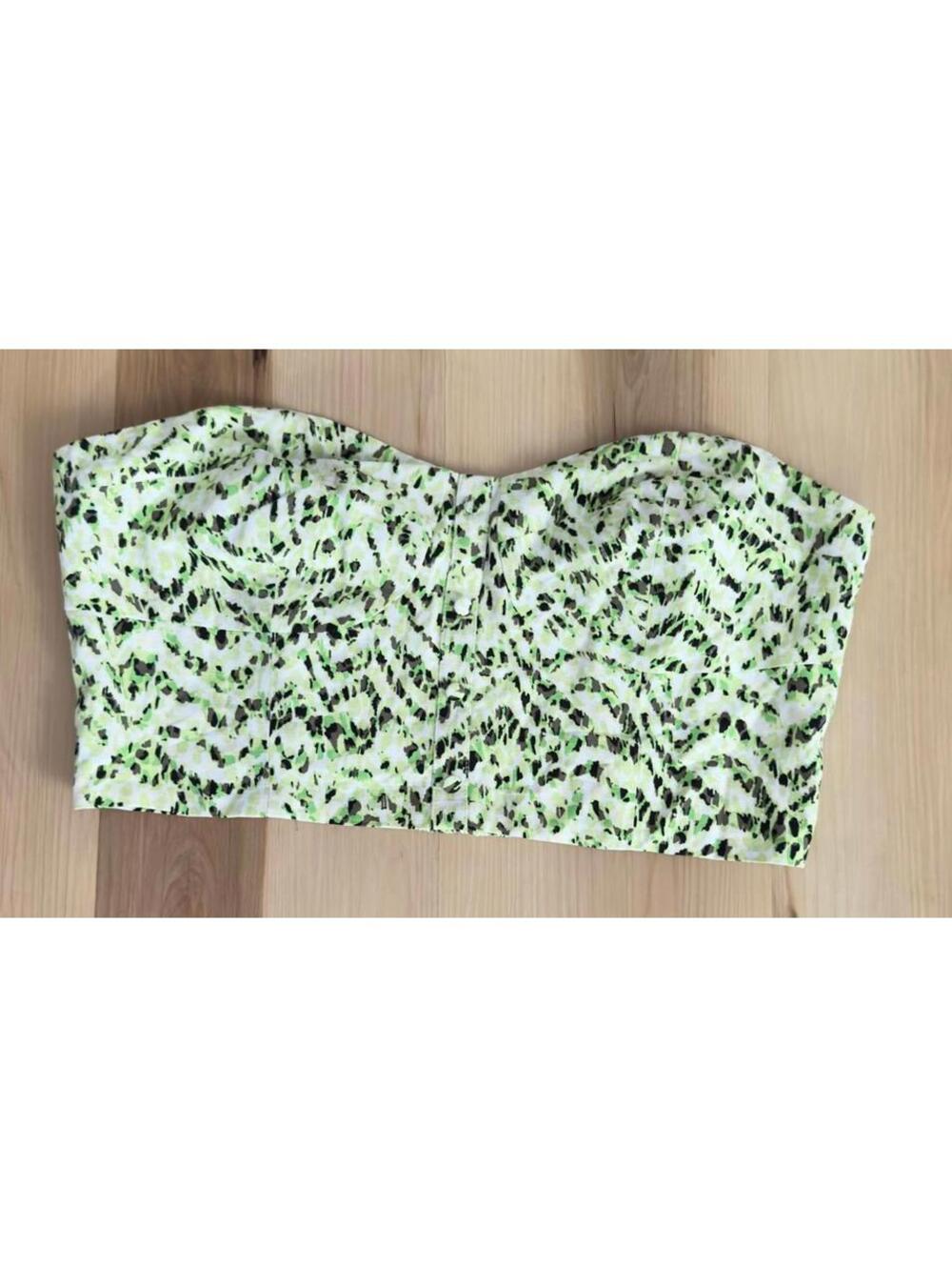 Bar III Green Black Crop Corset Top Women Size Large